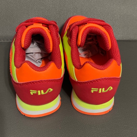 Fila Cress Color Block Vibrant Red and Neon Orange Sneakers - Picture 4 of 7